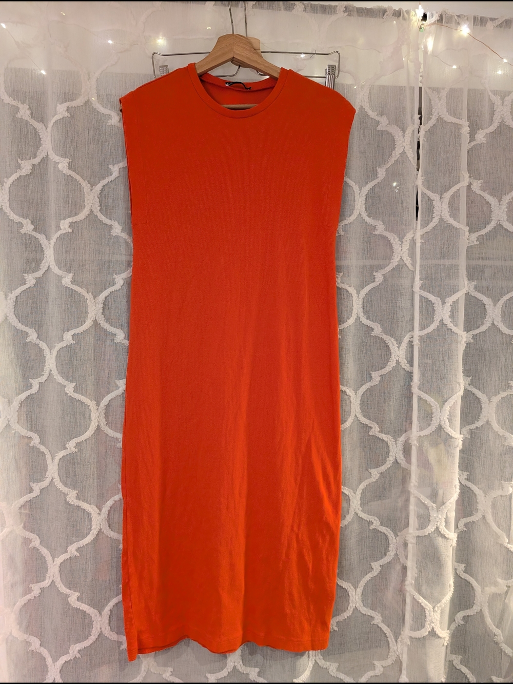 Sleeveless Orange Midi Dress - Zara